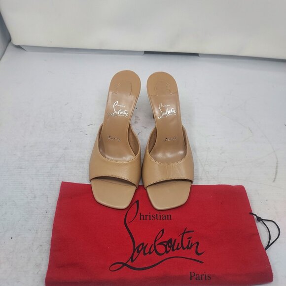 Christian Louboutin Toffee Beige Condora Leather Heel Sandal - Picture 4 of 10